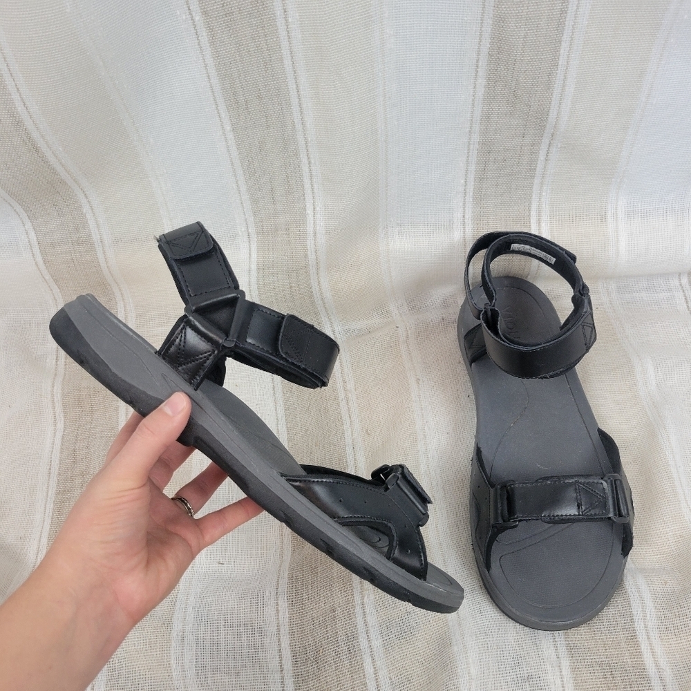Vionic Canoe Leo‎ Dad Sandals Black Gray Size 12